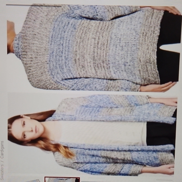Vince Blue Gray Chunky Knit Cardigan Striped Oversized Sweater medium large - Picture 11 of 14